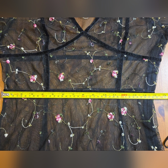 Dance & Marvel Sheer Black Women's Dress With Floral Embroidery Detail. Size M - Picture 3 of 11